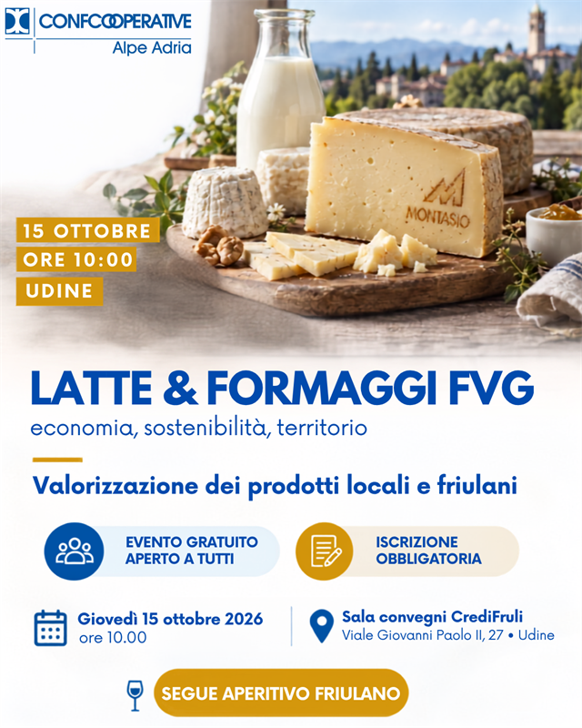 Dal latte al territorio: a Udine il 15 ottobre si discute il futuro della filiera del FVG