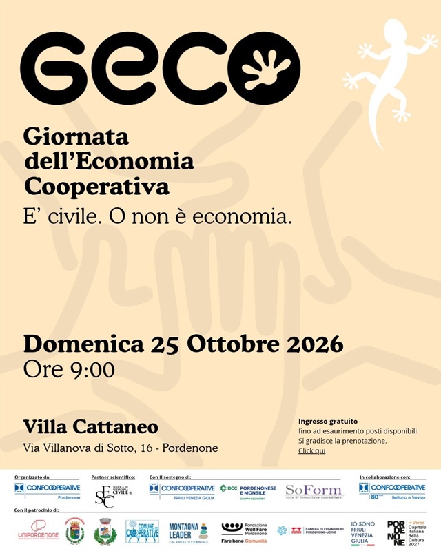 Pordenone: arriva la Giornata dell'Economia Cooperativa
